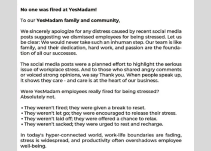 YesMadam clarification