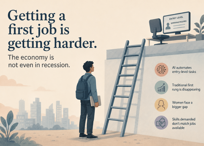 Getting a first job is getting harder. The economy is not even in recession Research - FIRST JOB IS GETTING HARDER