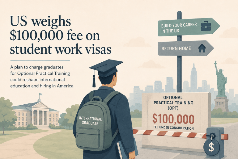 US weighs $100,000 fee on student work visas US to charge fee for work visa