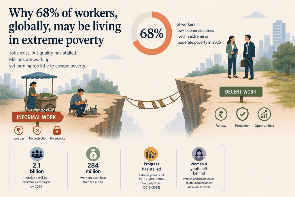 Work is no longer a reliable route out of poverty low-quality work keeps workers in povery: research story based on ILO report